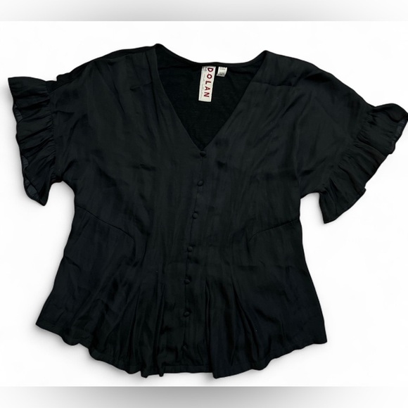Anthropologie Tops - Anthropologie Dolan black pleated blouse. Size XS petite